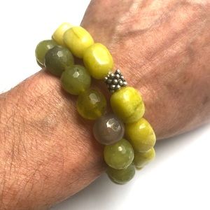 SET OF TWO Yellow Jade bracelets